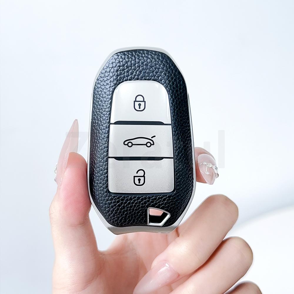 For Peugeot 2008 3008 4008 5008 308 408 508 Citroen C1 C2 C4 C6 C3-Xr Grand Ds3 Ds5 Tpu Leather Car Smart Key Case Cover Shell