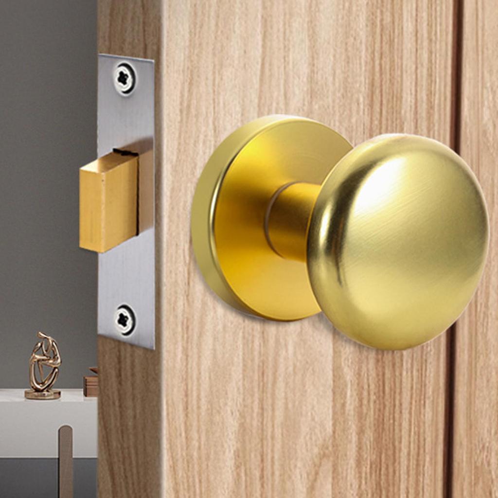 Passage Door Knob Single Side Zinc Alloy Hidden Lock Hardware Round Doorknob Black