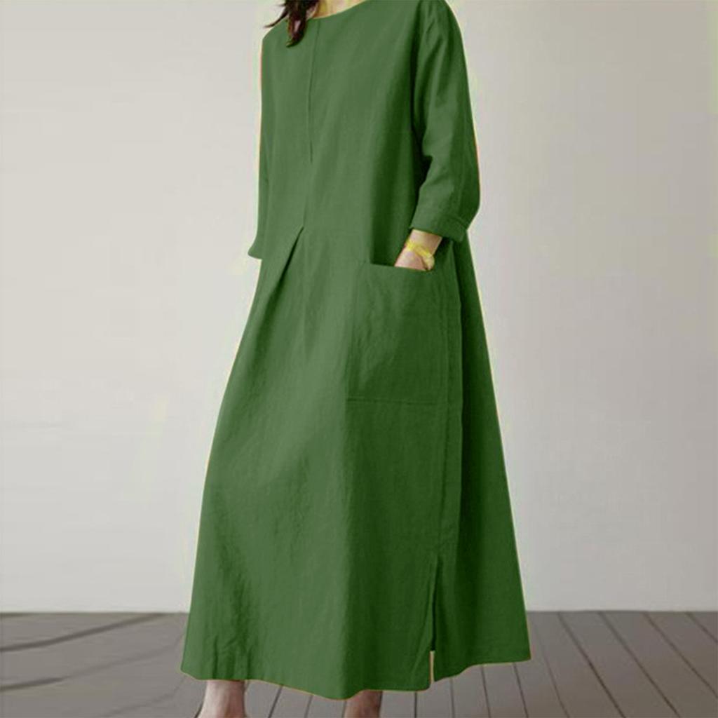 Women's Fashion Dress Spring Round Neck Long Sleeve Casual Women's Dress