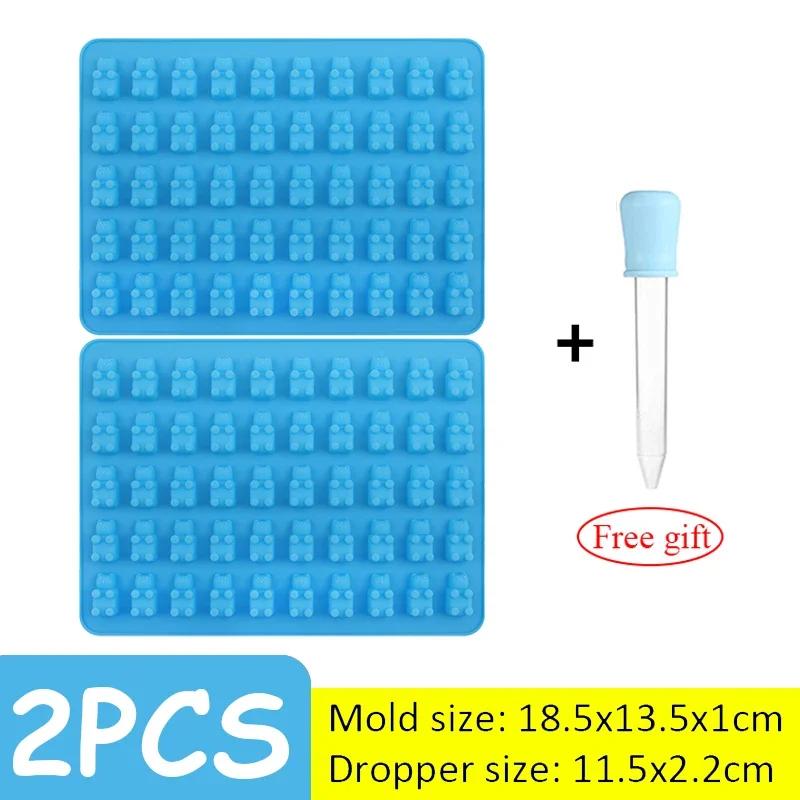 Silicone Mini Gummy Bear Mold DIY Chocolate Jelly Candy Cake Fondant Mould with Dropper Household Making Mold Baking Supplies