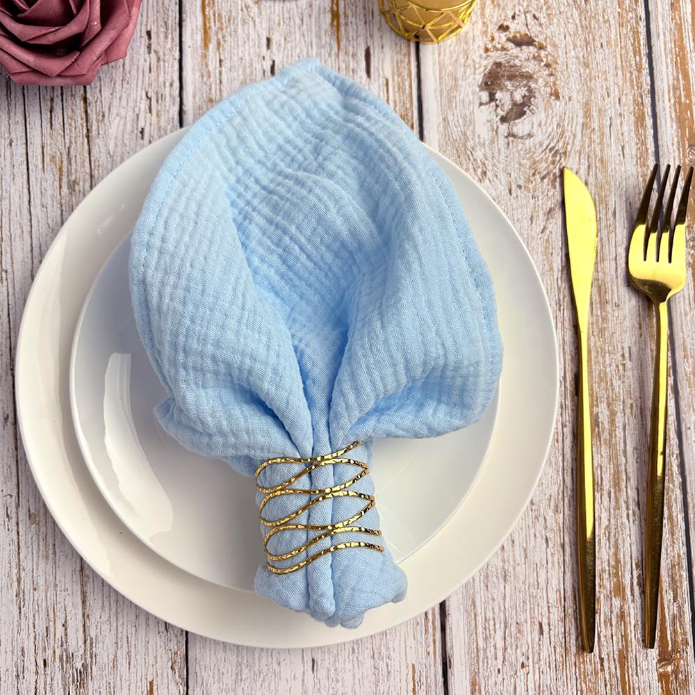 10PCS Cloth Napkins Boho Gauze Washable Cotton 16X16Inches for Wedding Baby Shower Bridal Shower Dinner Tea Party Easter Decorat