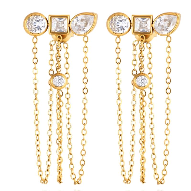 Elegant Zircon Drop Earrings With Sparkling Stones And Delicate Fringe Long Decoration Earrings For Women 1
