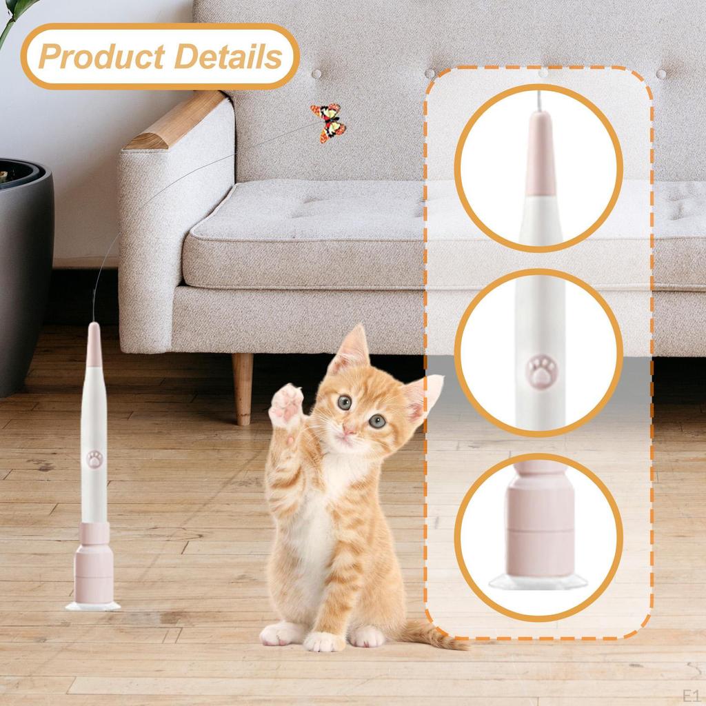 Electric Cat Teaser Self Entertaining Toy with Suction Cup Automatic Teasing Interactive for