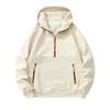Mens Hooded Half-Zip Sweatshirt Loose Solid Color Casual Sportswear
