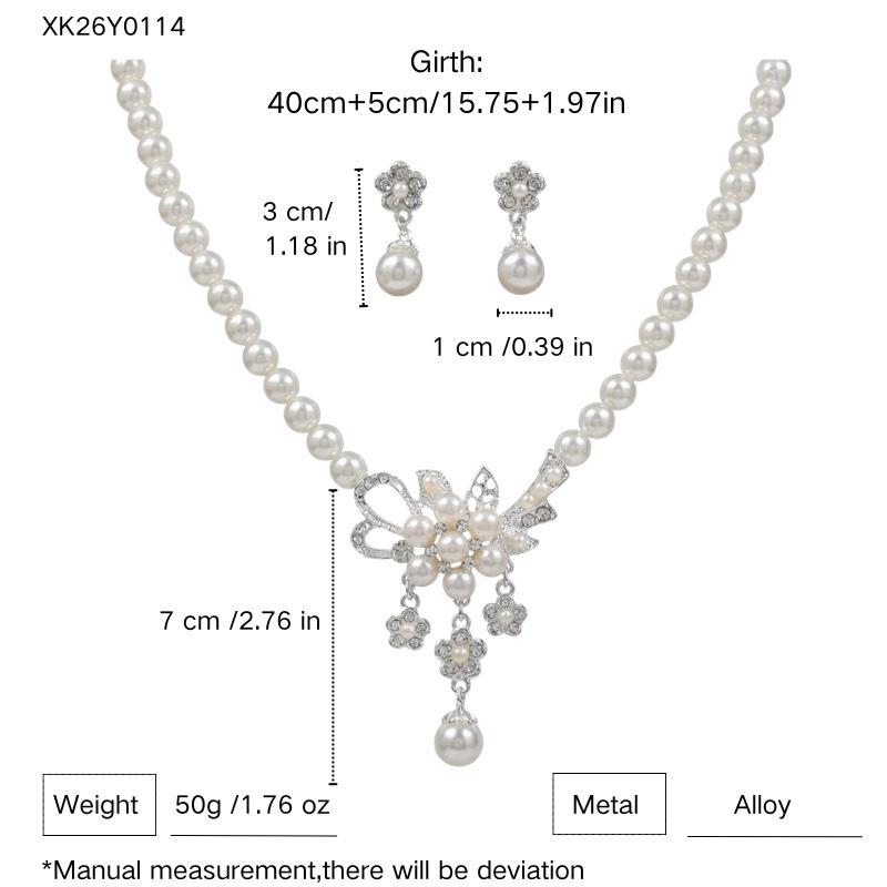 

New Pearl Flower Necklace and Earring Set Women s Jewelry Bridal Dress Accessories 1