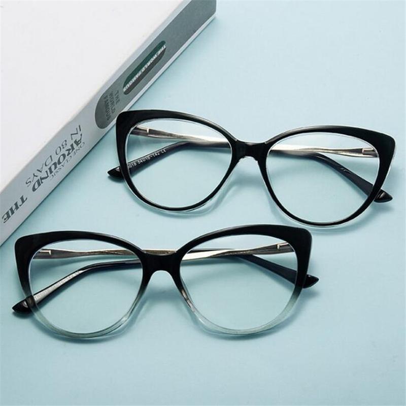 0 -0.5 -0.75 To -6.0 Blue Light Blocking Cat Eye Prescription Spectacles With Diopter Spring Leg Myopia Photochromic Eyeglasses