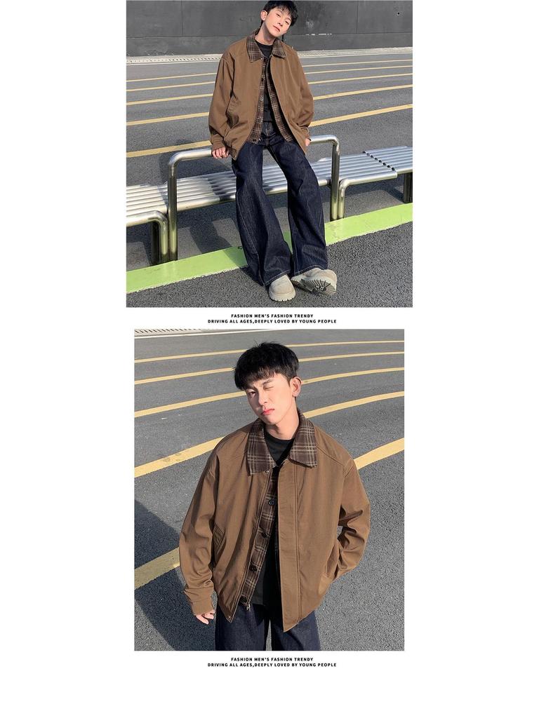 Men's Spring 2025 Loose Fit Lapel Jacket: Wear-resistant, Plus Size, Free Shipping