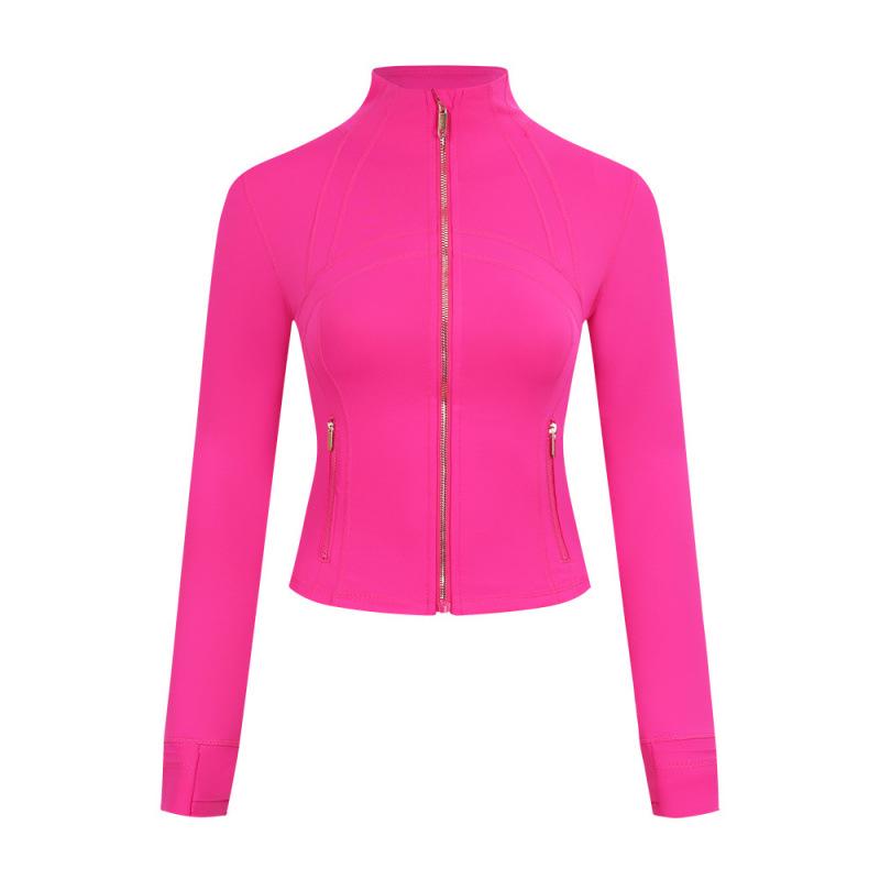 Lulu Logo Slim-Fit Ladies' Stand-Collar Jacket with Gold Zipper, Long-Sleeved Sports Fitness Outerwear