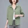 Casual Mom Long Sleeve Shirt 2025 Spring and Autumn Top New Solid Color Loose Thin Jacket for Women