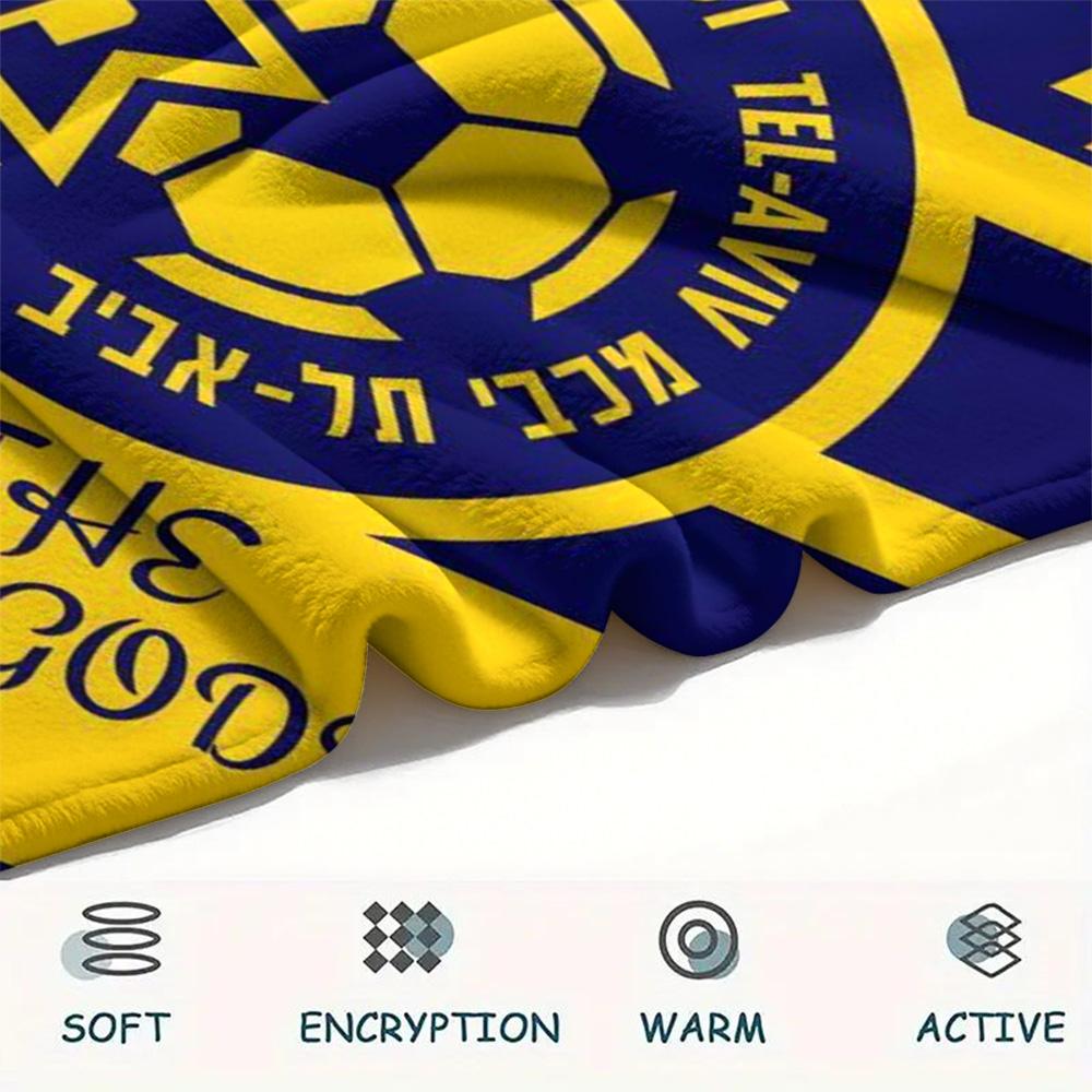1 Stück Maccabi Tel Aviv FC Aufdruck Flanelldecke Hohe Qualität Warm Bequem Decke für Alle Jahreszeiten Perfekt für Geschenke Heimdekoration