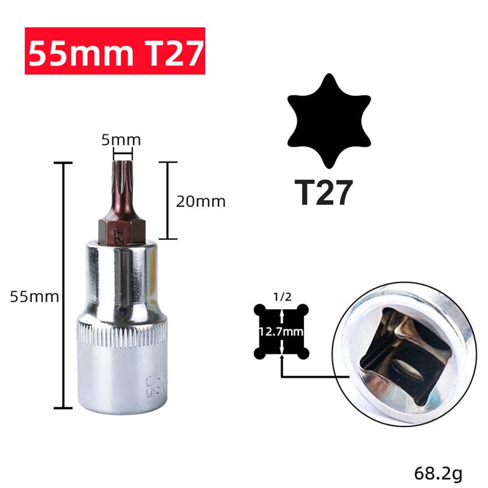 1pc T20-T70 Hex Head Screwdriver Bit For Torx Bit Sockets 1/2inch Sockets Wrenches Slotted Tip Screwdriver Bit Hand Tools