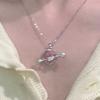 Cupid Pink Diamond One Arrow Through the Heart Necklace, Sweet Girl Niche Neck Chain, Couples Give Girlfriends Gifts