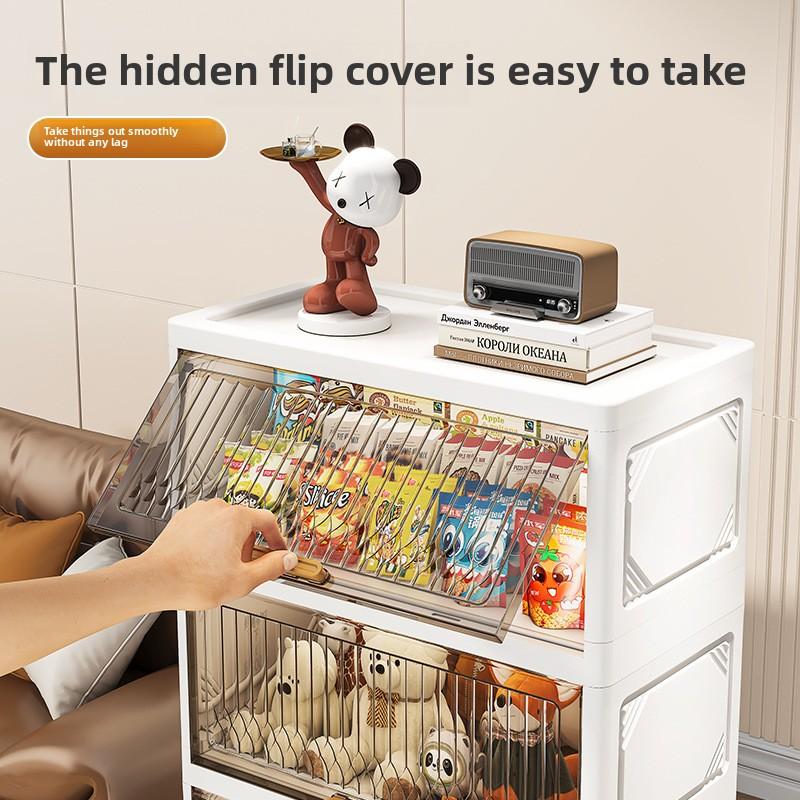 Household Folding Storage Cabinet Flip Large Capacity Bedroom Clothes Locker Multi-layer Installation-free