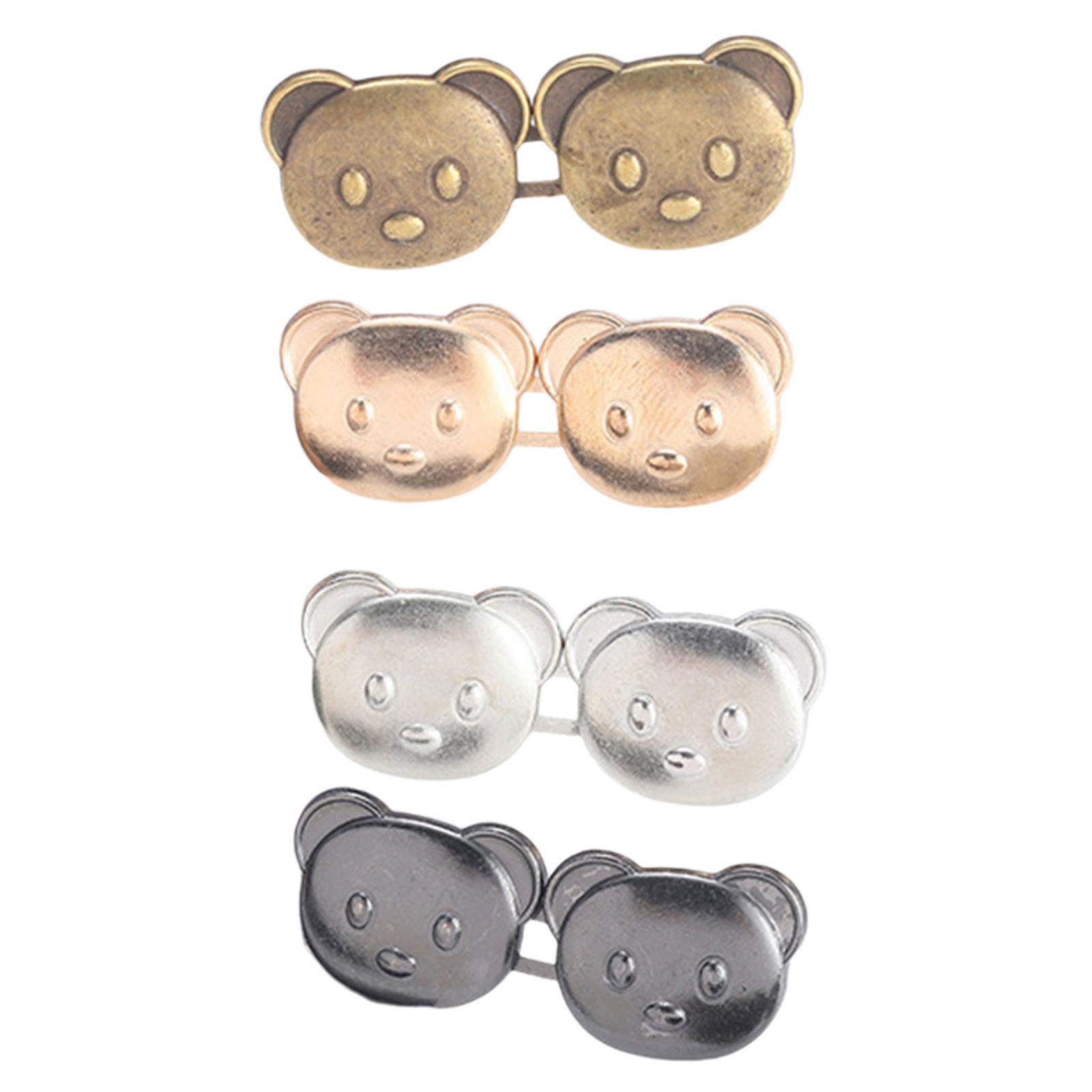 

4 пары утягивающих поясов в форме медведя, регулируемые утягивающие пояса для брюк, пуговицы на талии, удлинители талии для джинсов, регулируемые утягивающие пояса, пуговицы 4