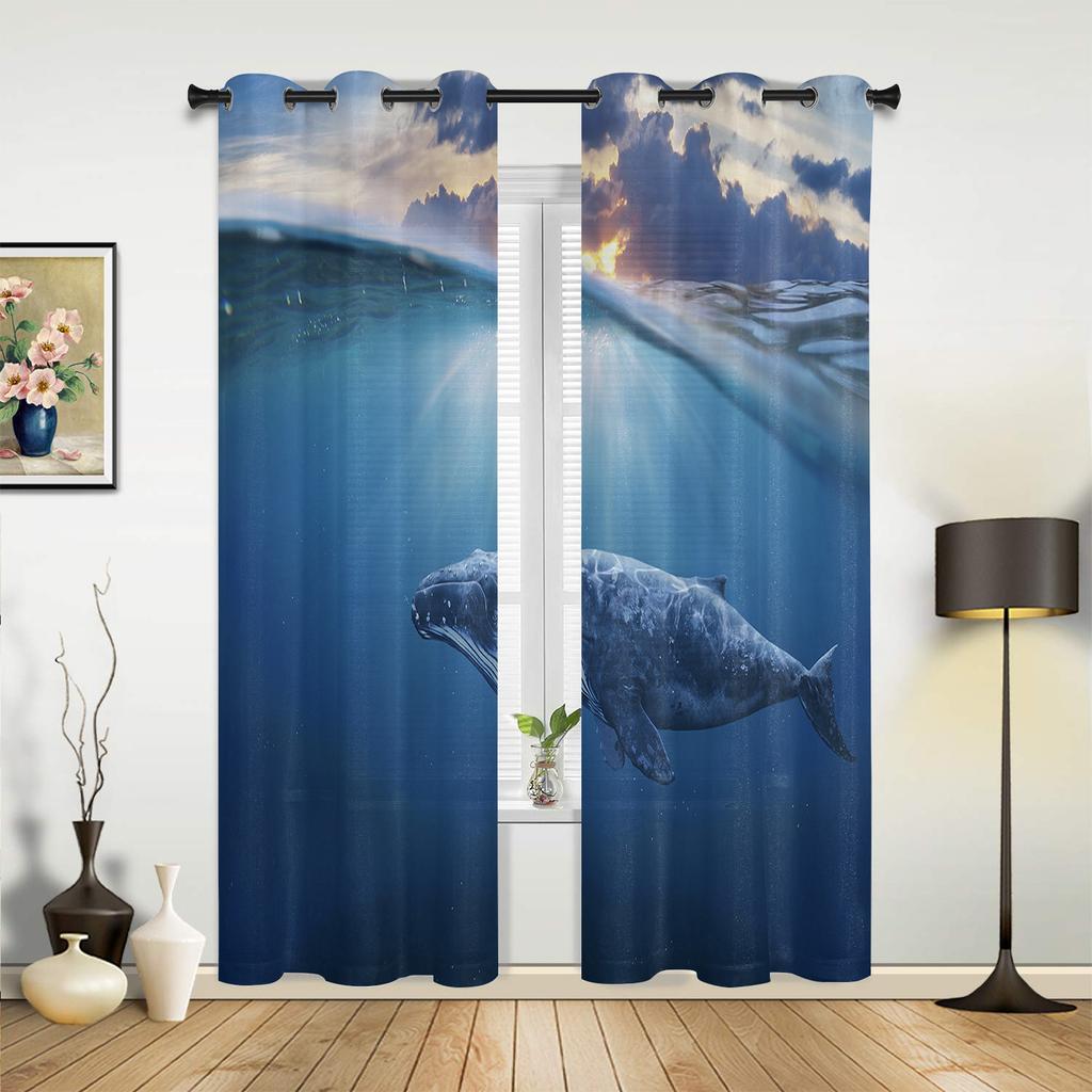 Greece Santorini Blue Roof Church Window Curtains Home Decoration Living Room Curtains Kid's Room Cortinas For Kitchen Bedroom