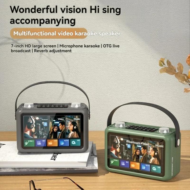 Subwoofer o dużej mocy 40W F58 7-calowy ekran wysokiej rozdzielczości karaoke głośnik Bluetooth wyświetlanie tekstu odtwarzacz teledysków TF