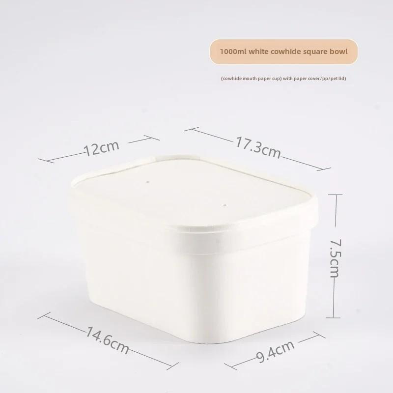 25pcs Food Grade Disposable Kraft Paper Lunch Box Rectangular Takeout Paper Bento Box Light Salad Lunch Box