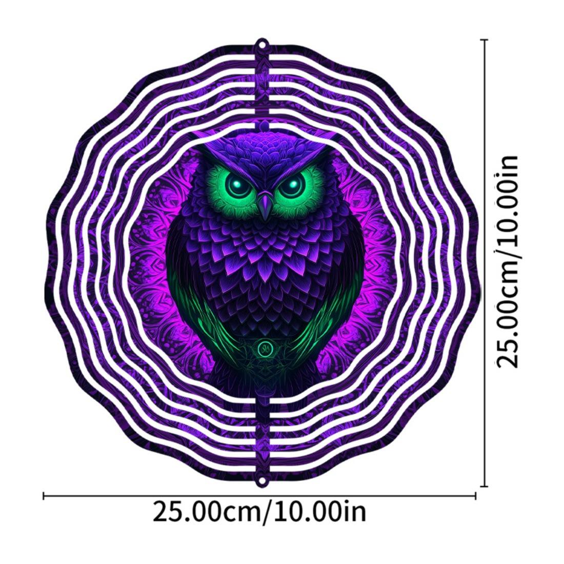 

3D Mandala Owl Wind Chime, Metal Whirling Mandala Design, Dynamic Garden Outdoor Decor, Battery-Free, Ideal for Balcony & Patio