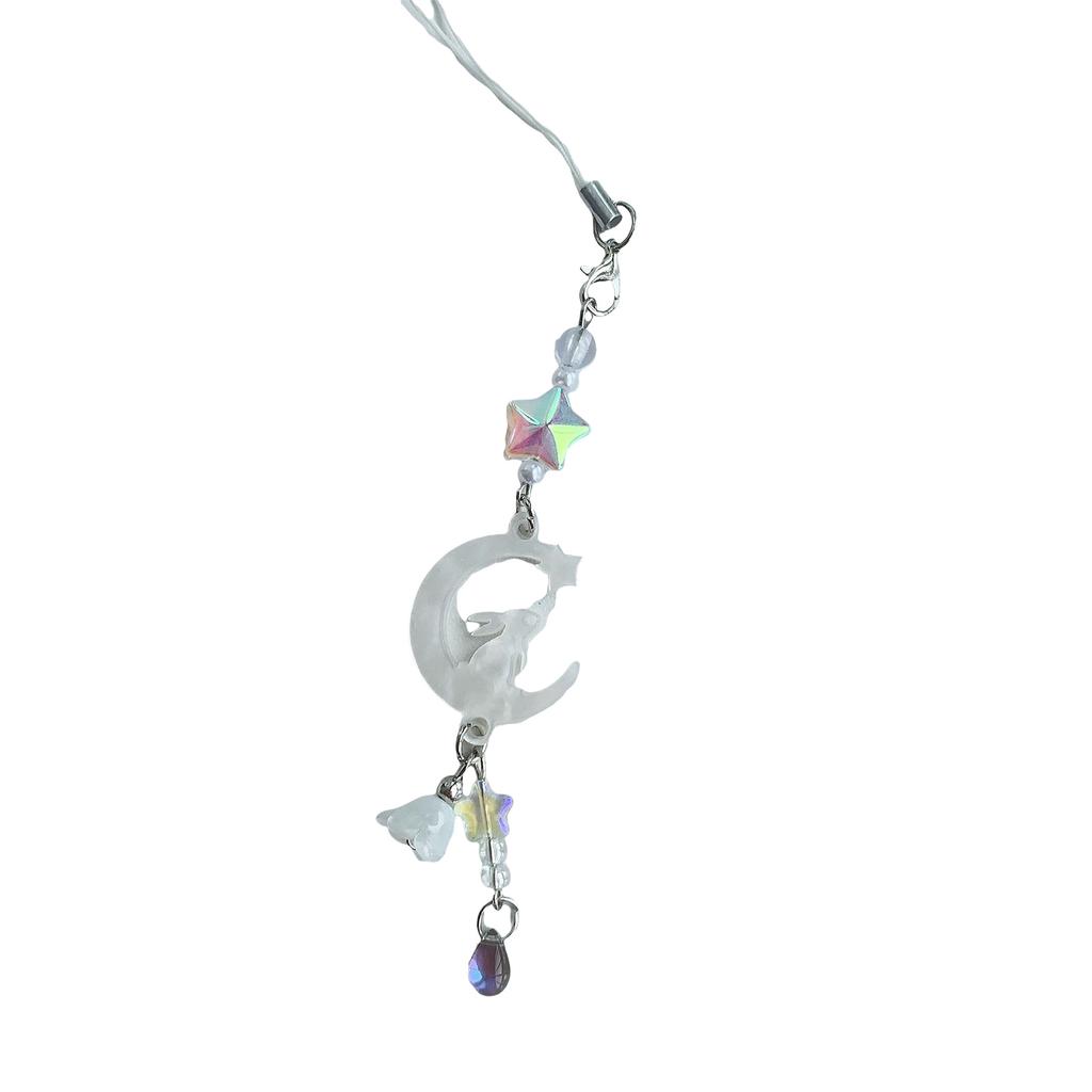 Stylish Beaded Cellphone Charm Eye Catching Keyring Pendant Colorful Key Chain Fashionable Attachment for Women Bag