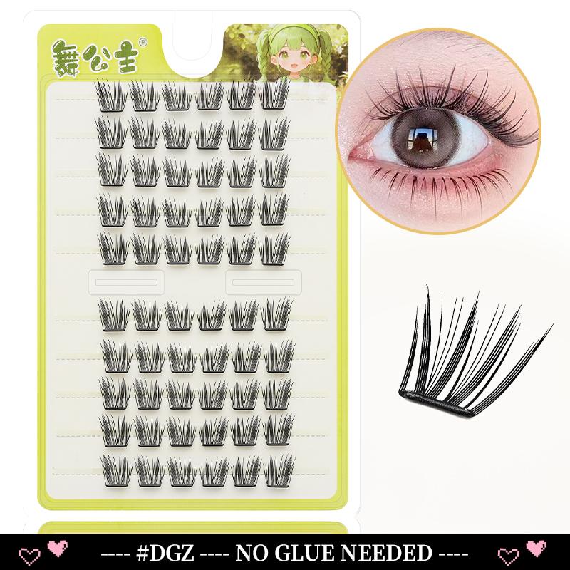 10 Rows Cluster Cat Eye No Glue Lashes Reusable Self Adhesive Glue Free Eyelash Natural Lash Manga Anime Lashes Cluster