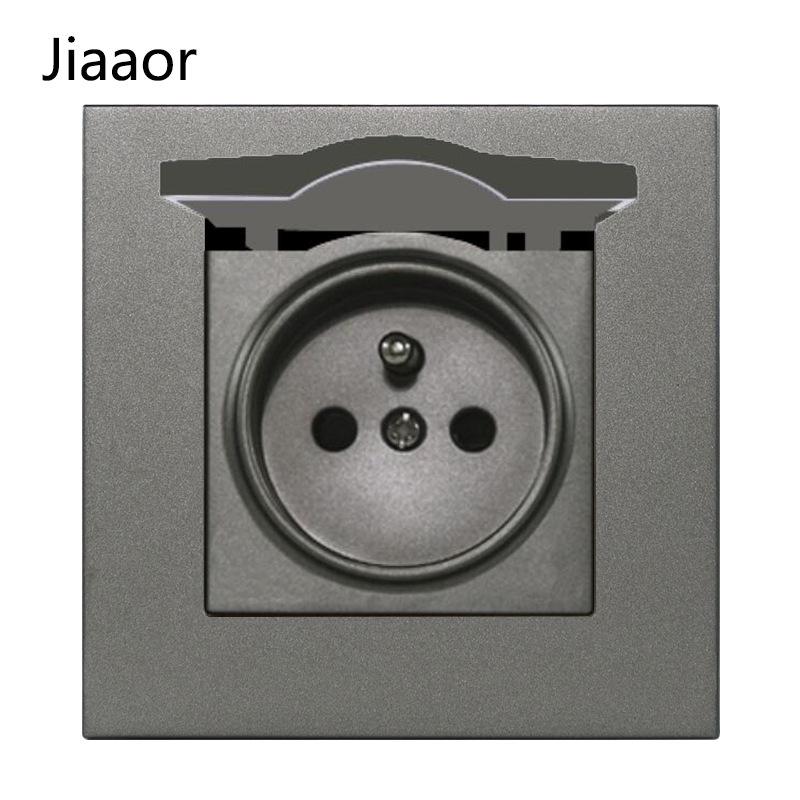 16A Grau Französische Doppel-Gang-Schalter- & Steckdosenleiste mit USB+Typ C, Unterputzmontage, Typ 86