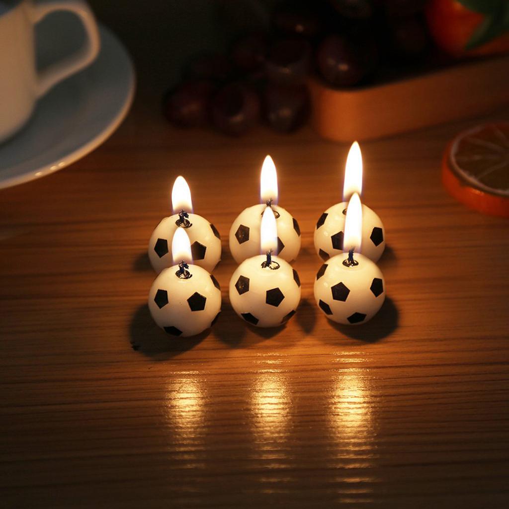 6Pcs Cute Soccer Ball Football Birthday Party Cake Candles Decorations Supplies For Kids