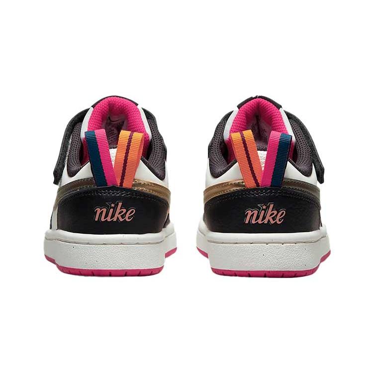 Nike Court Borough 2 Low 2 SE Leather Casual Low top Skateboard Shoes White Black Pink Children Aged 3 7 Years Old DJ0041-100