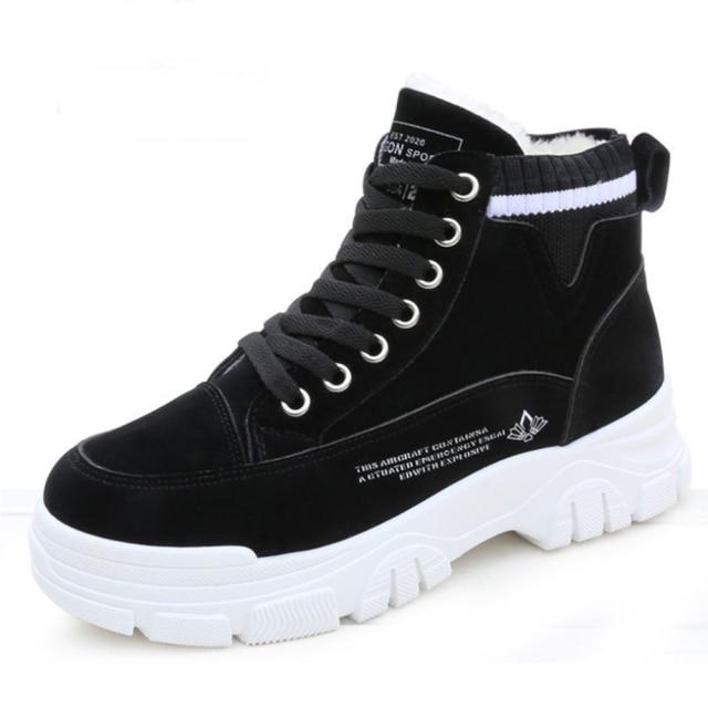 Winter Women 'S Shoes Plus Velvet Thick Warm Cotton Shoes Heel Thick Bottom New Student High Top Shoes Women 'S Shoes Snow Boots