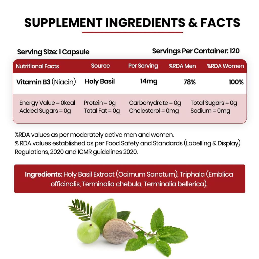 Vlado's Himalayan Organics Plant Based Vitamin B3 14 Mg Supplement 120 Veg Capsules For Skin Heart And Daily Wellness Support