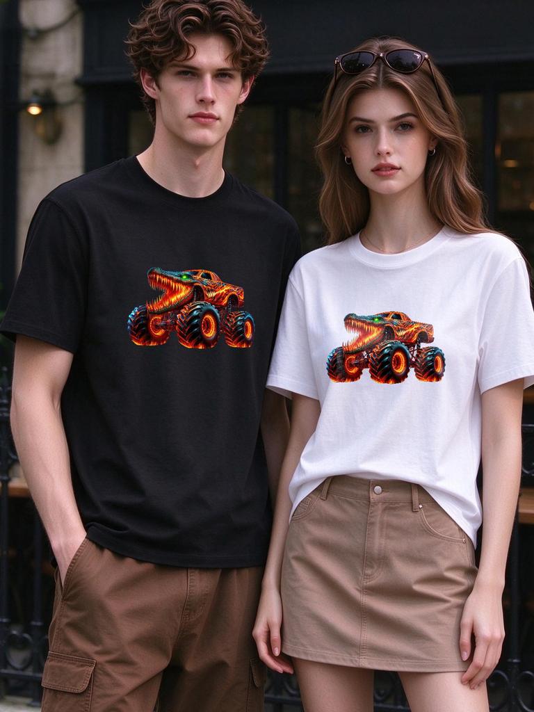 Unisex T-shirt Cool Monster Truck Printed Casual Soft Comfortable Summer Top