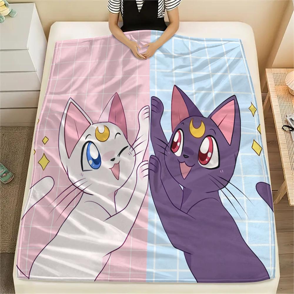 

Sailor Moon Luna&Cat Family Blanket, Sailor Moon Fan Cozy Throw, Great Gift.chl 75x90cm