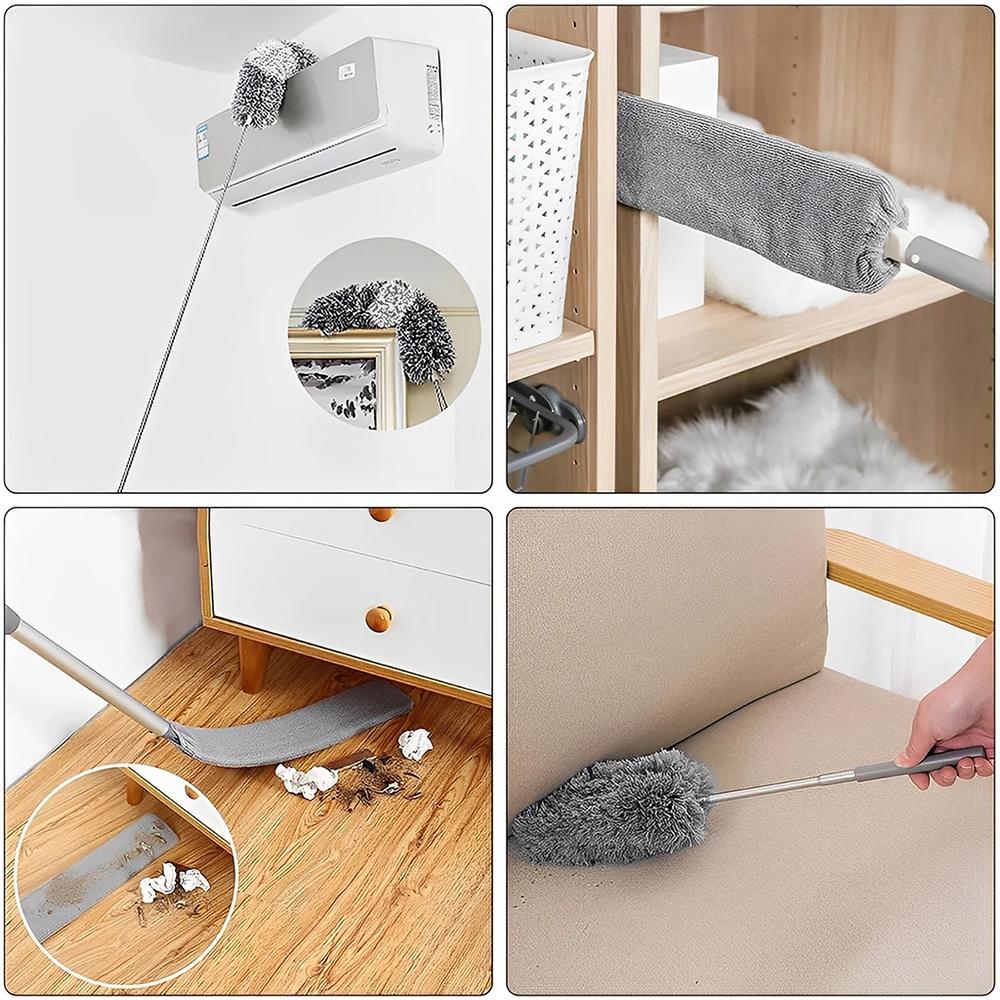 Mikrofaser-Staubwedel mit Verlängerungsstange, ausziehbarer Staubwedel zum Reinigen von hohen Deckenventilatoren, Innendächern, Spinnweben, Jalousien, Staub aus Möbelspalten