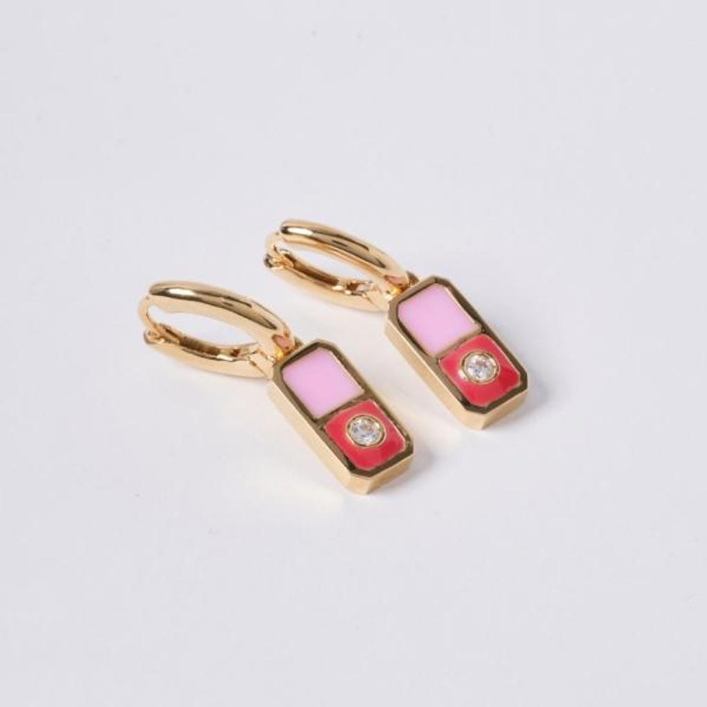 [POPTS] Pink Modernity Stone Earrings OTE122522EYP