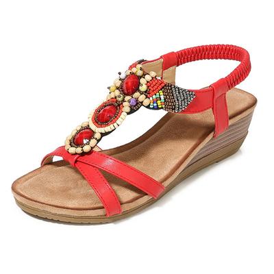 Summer Fashion Comfortable Sandals 2024 Vintage Wedge with Bohemian Fish Mouth Women's Sandals Platform Low Help Leisure Shoes