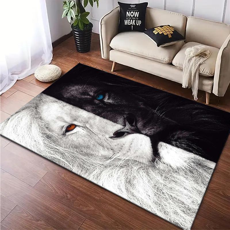 1PC Lion Pattern Printed Carpet Rug for Living Room Bedroom Home Sofa Decoration,Non-slip Floor Mat Floor Mat