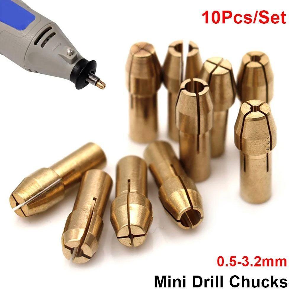10Pcs 0.5mm-3.2mm Metal Drill Chucks Collet 4.8mm Shank Chuck Adapter Mini Drill Chucks  For Dremel