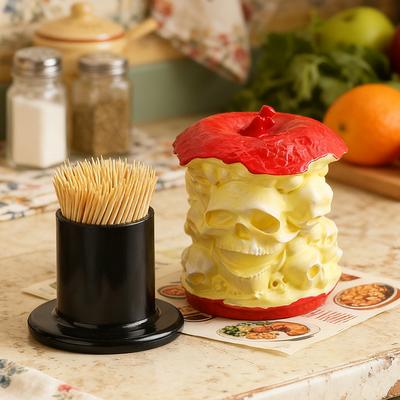 Skelett Apfel Zahnstocher Röhre Kreatives Zuhause Teetisch Zahnpastadose Zahnseide Box Wattestäbchen Aufbewahrungsdose Heim Schreibtisch Ornament