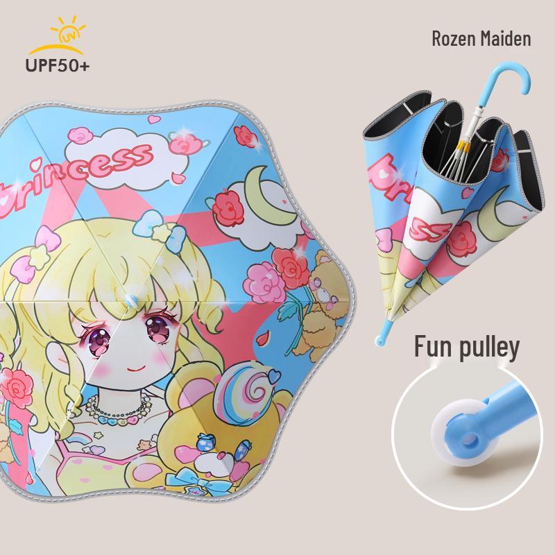 Children's Safe Round-Corner Cartoon Umbrella for Primary School and Kindergarten
