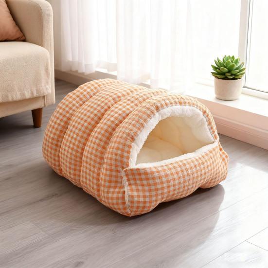 Kočičí jeskyně Postel Útulná uzavřená kočičí postel s krytem s kapucí Omyvatelný plyšový stan pro kočky Nadýchaná uklidňující postel pro mazlíčky pro malé psy a kočky