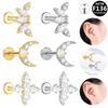 Titanium F136 Moon Threaded Cartilage Stud Earrings - Trendy European & American High-End Fashion