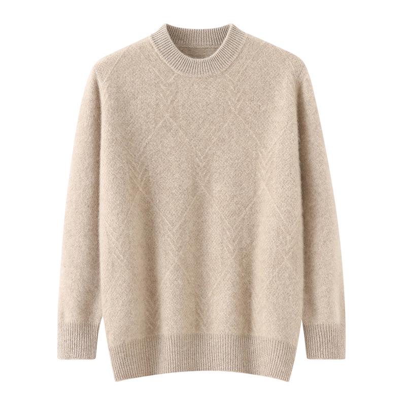Men's 100% Pure Wool High Neck Seamless Knitwear Base Layer – Loose, Thickened, and Perfect for Autumn/Winter.