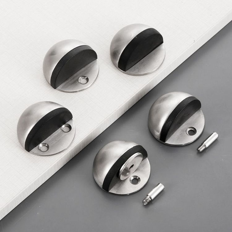 Stainless Steel Mute Metal Hemisphere Anti-Collision Rubber Door Stopper Semicircle Shaped Door Touch