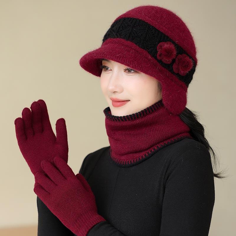 Winter Hat Fleece Thickened Ear Protector Knitted Hat In The Elderly Cold Wool Hat