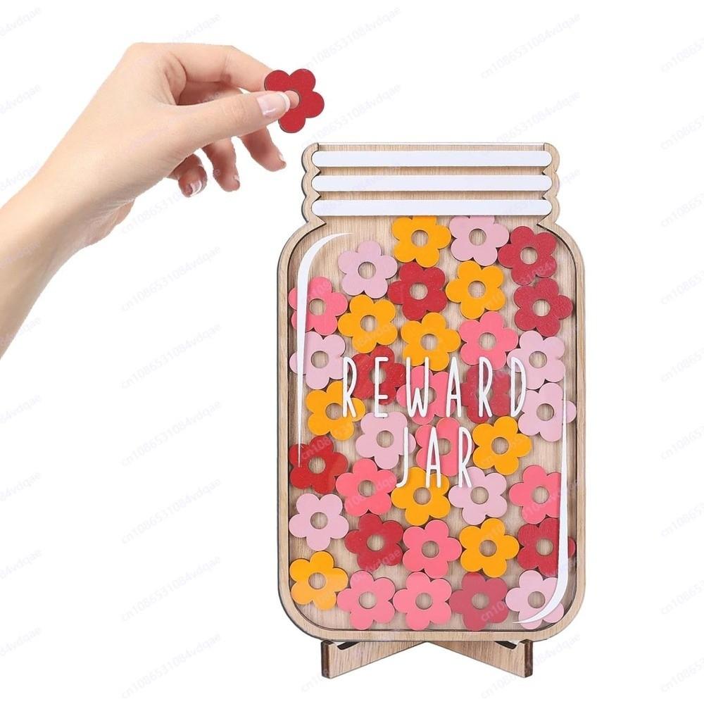 Cartoon Positive Behavior Rewards Jar Flower Classroom Reward Jar with Tokens  School