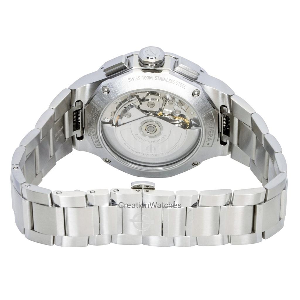 baume & mercier Riviera Chronograph Edelstahl Schwarzes Zifferblatt Automatik M0A10825 100M Herrenuhr