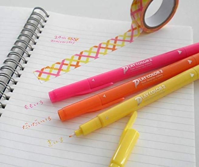 Tombow Sign 12 Colors Thick Thin Twin Play Color 2 Water-Based Pens, (1.2mm & 0.4mm Type), GCB-011