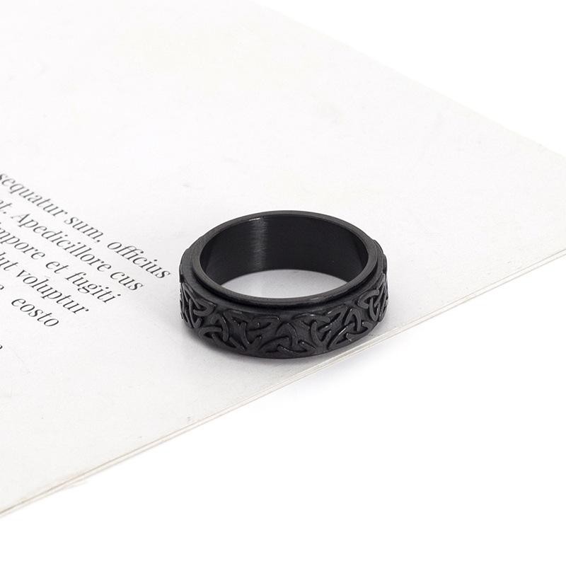 Rotatable Triquetra Knot Titanium Steel Ring Viking Jewelry Norse Symbol Adjustable Band