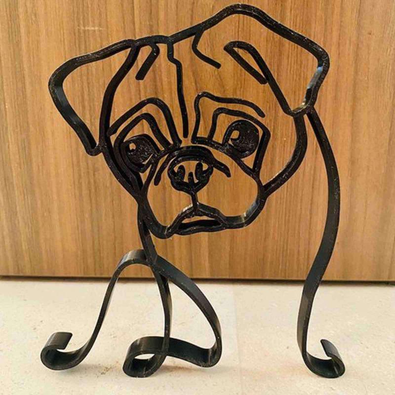Metal Dog Art Sculpture Modern Abstract Minimalist Art Animal Ornaments Pet Dog Crafts Home Study Office Desktop Decoration