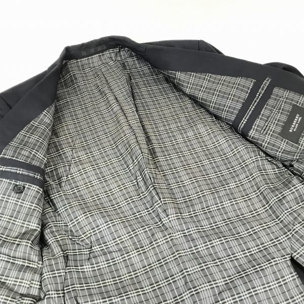 BURBERRY BLACK LABEL by Sanyo Shokai Silk Blend Navy Tailored Blazer Men’s L Check Lining(USED)