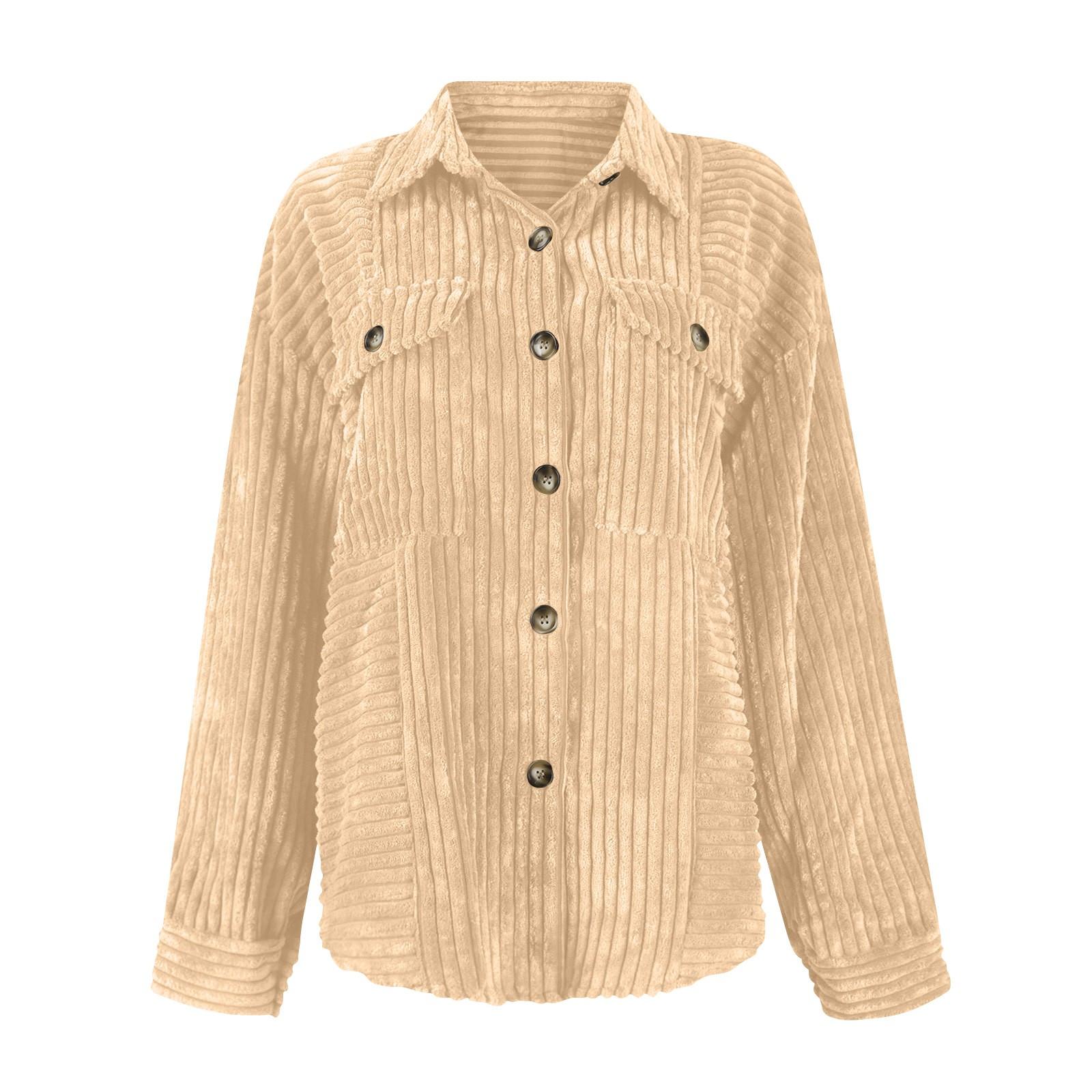 Женская осенне-зимняя однотонная модная полосатая рубашка с большим карманом S зелёный — фото 3